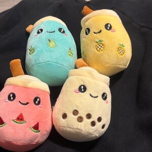 Plush Bubble Tea Keychains  - Blue, Yellow, Pink, Cream
